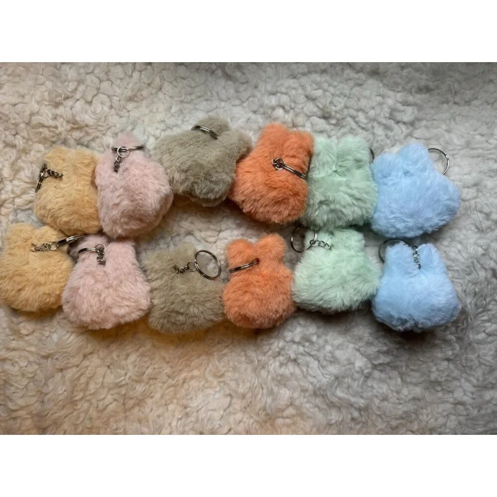 Cute Plush Furry Monster Keychain Bag Charm 3 x 2.5 NEW